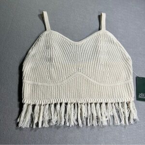 Wild Fable Fringe Sweater Womens XXL Cropped‎ Off White Adjustable Straps